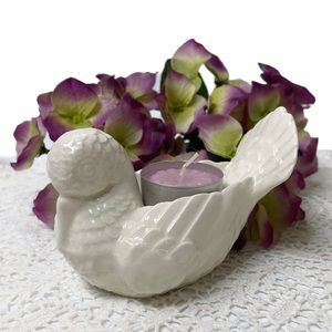 Dove of Happiness Harmony & Love Glazed Porcelain Candle Holder
